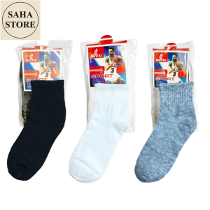 Tất vớ nam cổ cao trung trơn SAHA962 basic cotton xịn mỏng mát thoáng khí khử mùi đen trắng xám thời trang công sở