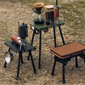 Multi-Use Stool and Desk Camping Aluminum Alloy Telescopic Adjustable Tactical Stool 3 Colors with Storage Bag and Seat Cushion