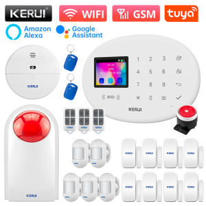 KERUI | KERUI Tuya Wireless Home Alarm Kit Smart Life WiFi GSM Alarm System for Home Security W202 With 433mhz PIR Motion Sensor Siren