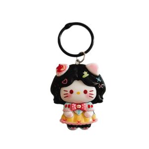 ชุดเดรสเจ้าหญิงน่ารัก KT พวงกุญแจแมวห้อยกระเป๋าหัวใจเด็กผู้หญิงอุปกรณ์จี้การ์ตูนของขวัญเพื่อนรัก