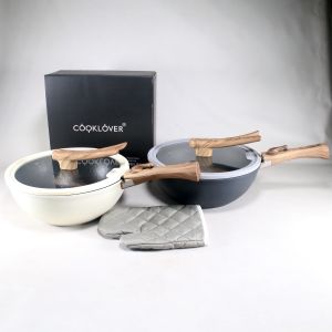 Spidy Wajan Granite Teflon Modern Gagang Gampang Dilepas 28cm Anti Lengket Marble Coating