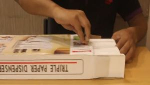 HomiesTrends 3 in 1 Triple Paper Dispenser and Holder for Cling Wrap Aluminum Foil & Tissue Rolls for Kitchen