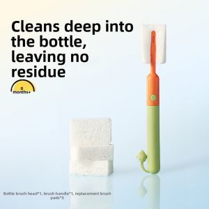 GNAUHBABY | Infant-Safe No-Dead-Corner Bottle Cleaning Brush Set