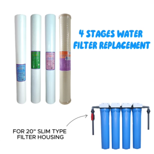 Filter Housing 20"SL Bracket & Spanner and 4 Stage Replacement Filters 20 inch Cartridge