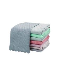 Fish Scale Cloth Magic Cleaning Cloth Kitchen Double-sided Microfiber Absorbent Thickened Non-trace Cleaning Tableware Cloth Reusable Household Cleaning Cloth