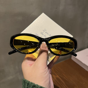 Retro Cat Eye Sunglasses Yellow Bright Color Sporty Womens Style Fashionable Simple Design Sunglasses for Square Oval round Faces