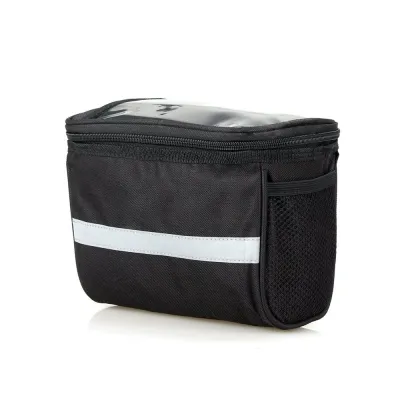 DOMEN Bicycle Front Handlebar Bag Outdoor Bike Reflective Strap Touchable Phone Pouch Bicycle Riding Bag Bike Front Tube Basket