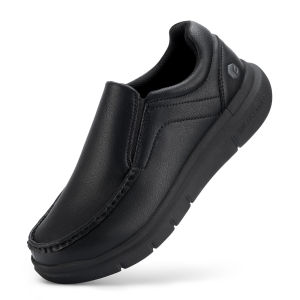 Fitville Mens Shoes Wide Width Leather Slip-On Casual Shoes Lightweight For Swollen Feet with Arch Support Pain Relief