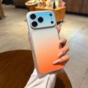 AO.HU | Ốp Lưng Đôi iPhone Chất Liệu Da PU Mới Màu Xanh Degrade Phủ Kính Cửa Sổ Toàn Diện