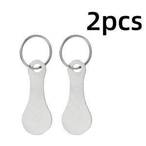2pc Stainless Steel Supermarket Trolley Cart Tokenrings Keychain Portable Keychain Removable Shopping Trolley Token Coin Keyring