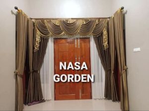 gorden poni gelombang 1set model pintu utama dekorasi jendela