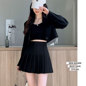 New pleated skirt for 2026 Womens Mini Skirts Japanese School High Waist Kawaii Cute grey Plaid Skirt Uniform Harajuku Jupe