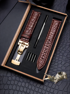SHI SHI | American Alligator Leather Watch Strap Double Press Butterfly Buckle