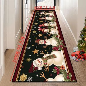 VIKAMA Christmas Snowman Star Runner Rug Non Slip Wear Resistant Floor Mat For Hallway Entry Christmas Home Decor