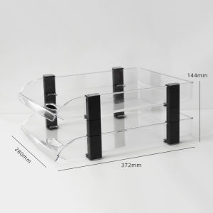 Transparent Plastic File Holder Three Layer Desktop Document Organizer Student Study Material Storage Rack Basket Multi Disk
