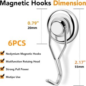 Magnet Hooks D20MM-Neodymium Magnets Hooks for Hanging Earth Magnet Hooks Heavy Duty for refrigerator Extra Cruise Hooks