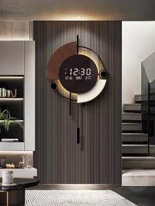 HAOJIUBUJIAN | Luxury Living Room Grid Wall Clock With Digital Perpetual Calendar