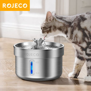 ROJECO Stainless Steel Crown Shape Cat Water Fountain Automatic Circulating Pet Drinking Dispenser Multi Layer Filter Water Feeder for Kitten Puppy