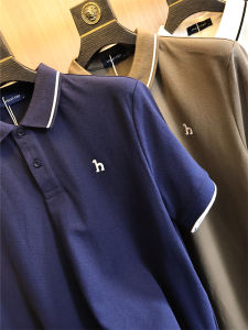 Cooling Fiber Short Sleeve Polo Shirt Mens Smooth Anti-Wrinkle Embroidered Business Casual Pure Color Spring Summer Fashion