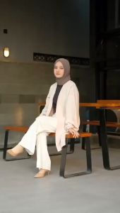 Laluna Blazer Wanita Modern Santai & Cardigan Viral Outer Katun Crinkle