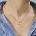 Cazador Heart Pentagonal Pendant Necklace For Women Geometric Stainless Steel Chain Necklaces Jewelry Wholesale 2024 New Arrival. 