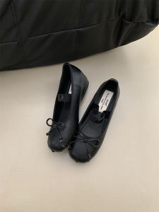 Elevated Mary Jane Ballet Flats Womens Shoes Silver Butterfly Knot Fashionable Autumn Season Flat Heel Korean Style Footwear