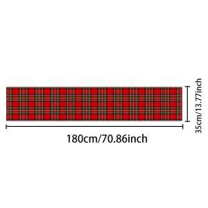 Christmas Table Runner Red Plaid Tartan Pattern Winter Holiday Dining Table Decor for Kitchen Banquet Family Party Supplies