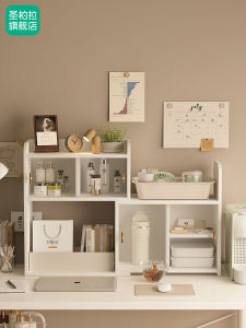 Expandable Desktop Storage Box Office Desk Organizer Simple Bookshelf Multi-layer Cabinet Acrylic Wood Surface Home Office