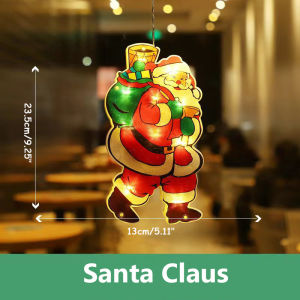 1pc Christmas Hanging LED Sucker Lamp Light Santa Claus Snowman Holiday Window Display New Year Decoration Xmas Party Supply