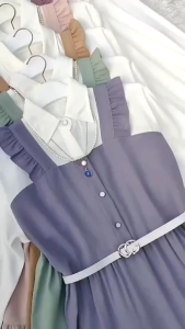 Livy Dress Susun Kancing Depan Busui Frendly Lengan Panjang Baju Gamis Wanita Kekinian