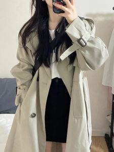 Beige Windbreaker Jacket Womens Mid-Length Loose Casual Versatile Small Size Large Coat Korean Style Spring Autumn New Arrival