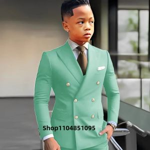 Bộ Vest Hai Mảnh Green Peak Lapel Dành Cho Bé Trai Gồm Áo Khoác Blazer Và Quần Dành Cho Trẻ Từ 2-18 Tuổi Thích Hợp Cho Đám Cưới Dạ Hội Trang Phục Lịch Sự Sang Trọng.