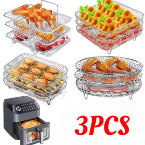 304 Stainless Steel Stackable Air Fryer Rack Multi-Purpose Oven Steamer Basket Grill Rack Kitchen Accessories