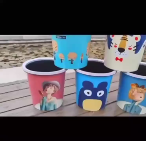 Thùng Rác Chibi 28cm Có Vòng Ép Giữ Túi – Nhựa PP Dày Mẫu Cute Decor Phòng