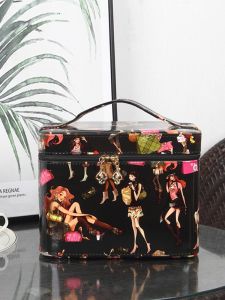 กระเป๋าเครื่องสำอางขนาดใหญ่แบบพกพาสำหรับผู้หญิง จัดระเบียบได้ดี มีสไตล์ กระเป๋าใส่เครื่องสำอางแบบ INS ใหม่ ช่องเก็บของที่สวยงาม