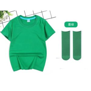 Colorful Candy Short Sleeve T-Shirt Skirt Childrens Performance Outfit Graduation Photography Costume Cute Cotton Blend Fabric