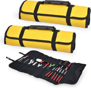 Tool Roll Up Organizer Bag Tools Set Roll Big Tote Carrier Easy Storage Roll Up Bags for Electrician HVAC Plumber Carpenter