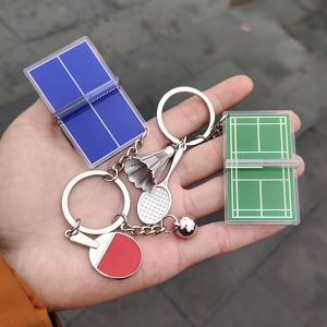 Badminton Court Badminton Keychain Pendant Three-Dimensional Table Tennis Table Basketball Football Creative Sports Prize Gift