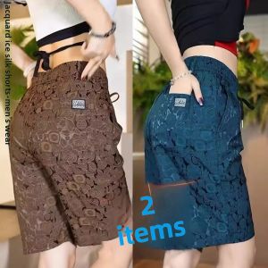 Quick Dry Ice Silk Mens Summer Shorts Loose Straight Leg Thin Breathable Big Shorts Youth Active Style mid Waist Short Pants