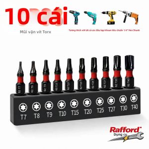 Rafford 10 Cái S2 Thép An Toàn Bộ Bit Torx 25mm Từ Tính Chống Trượt Độ Cứng Cao Chống Mài Mòn Chống Va Đập Tua Vít Chống Va Đập
