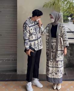 SETELAN MADAM WHITE GREY-COUPLE TENUN TERBARU-KEMEJA TENUN-BAJU ANAK TENUN-SETELAN TENUN