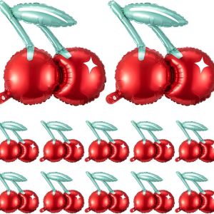2/4/5/6pcs Cherry Aluminum Film Balloon Fruit Theme Sweet Girl Lovely Cherry Birthday Party Valentine Scene Decoration Balloon