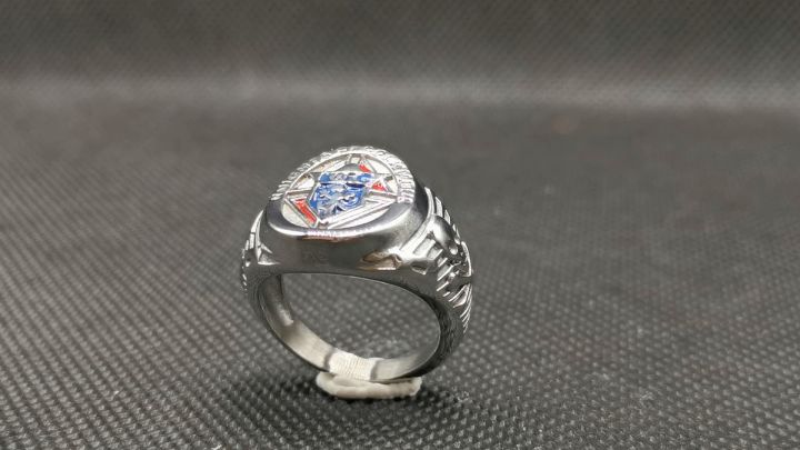 Knights of Columbus Rings Skull Cross Mens Ring Silver Pure 316L