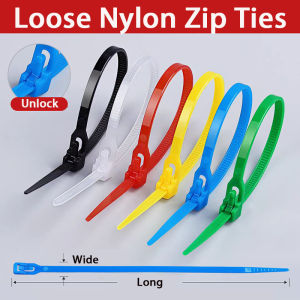 Aitemay 100pcs Reusable Cable Ties Cable Lock Loop Nylon Ties Removable Recyclable Mixed Colours Black White