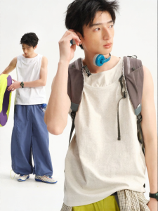 JNXS | Pseudo Two-Piece Layered Vest for Men Loose Summer Casual Comfortable and Breathable
