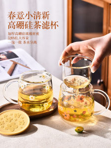 High Borosilicate Glass Tea Cup 2025 New Style Tea Water Separation Ladies Tea Cup with Lid Heat Resistant Home Use Cup