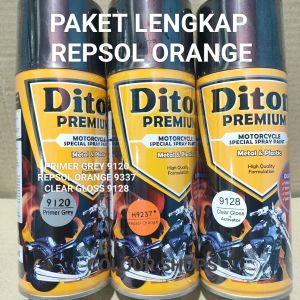 Pilok Cat Diton Premium Paket Lengkap 3 Kaleng Repsol Orange 9237 Repsol Oren Primer Grey 9120 Clear Gloss 9128 400cc Pilox Paketan Cat Semprot Special Spray Paint