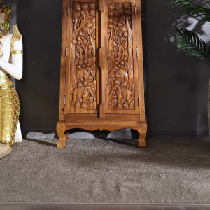 ตู้เก็บของไม้เนื้อแข็งเอเชียตะวันออกเฉียงใต้สไตล์ไทยแกะสลักช้างซวนกวนเก็บตู้เก็บของสองประตูตู้รับประทานอาหาร