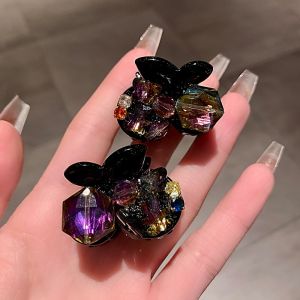 Fashionable Luxury Cherry Hair Clip Womens Crystal Half Updo Hair Clip Versatile Simple Side Headwear Elegant Hair Accessories
