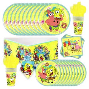 Đồ Dùng Tiệc Sinh Nhật Spongebob Squarepants & Patrick Star Bộ Đồ Ăn Dùng Một Lần Bộ Bóng Bay 3D Dành Cho Trẻ Em Tiệc Chào Đón Em Bé